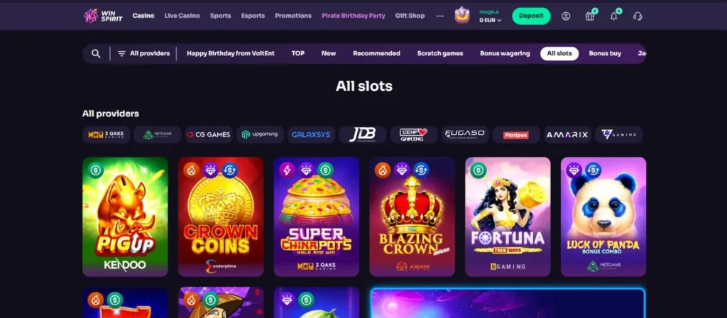 WinSpirit Online Casino Slots